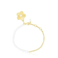 Pulsera con baño de oro 18 kt sobre plata y flor con perlas cultivadas Iris Motif^TOUS Clearance