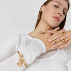 Pulsera con baño de oro 18 kt sobre plata y flor con perlas cultivadas Iris Motif^TOUS Clearance