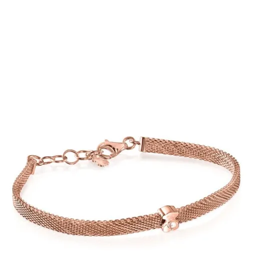 Pulsera con baño de oro rosa 18 kt sobre plata y perla Real Sisy^TOUS Discount