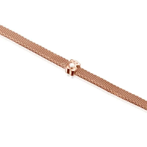 Pulsera con baño de oro rosa 18 kt sobre plata y perla Real Sisy^TOUS Discount