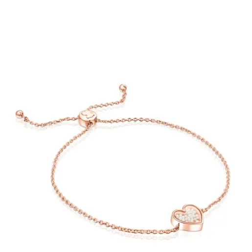 Pulsera con baño de oro rosa 18 kt sobre plata y perlas Areia^TOUS Online