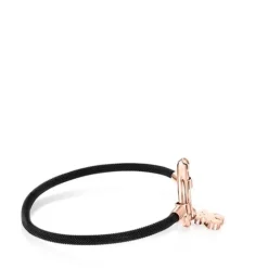 Pulsera con baño de oro rosa 18 kt sobre plata y acero IP negro Hold^TOUS Outlet