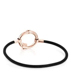 Pulsera con baño de oro rosa 18 kt sobre plata y acero IP negro Hold^TOUS Outlet