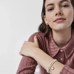 Pulsera con baño de oro rosa 18 kt sobre plata y perlas cultivadas, nácar y rubí tratado Camille^TOUS New