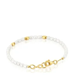 Pulsera con perlas cultivadas y baño de oro de 18 kt sobre plata Gloss^TOUS