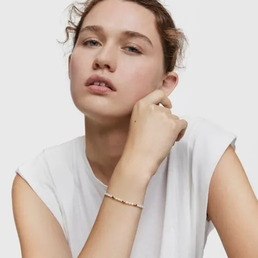 Pulsera con perlas cultivadas y baño de oro de 18 kt sobre plata Gloss^TOUS