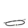Pulsera cruz con baño de oro rosa 18 kt sobre plata, espinelas y cordón negro Motif^TOUS Discount
