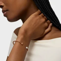Pulsera de acero con baño de oro rosa 18 kt sobre plata y perla cultivada de 6,5mm Icon Mesh^TOUS Outlet