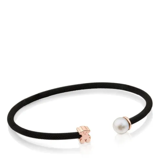 Pulsera de acero con baño de oro rosa 18 kt sobre plata y perla Icon Mesh^TOUS Online