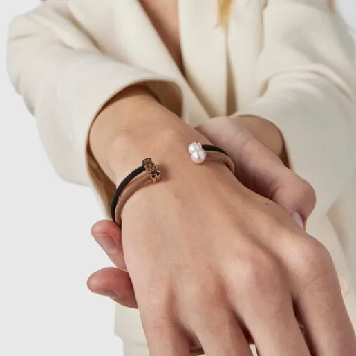 Pulsera de acero con baño de oro rosa 18 kt sobre plata y perla Icon Mesh^TOUS Online