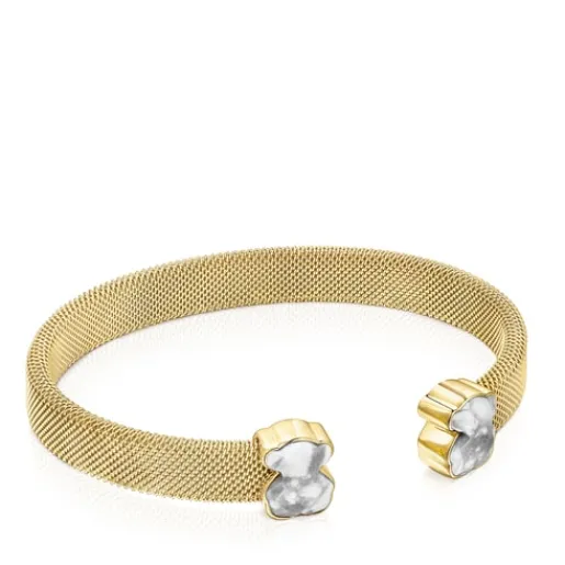 Pulsera de acero IP dorado y howlita Mesh Color^TOUS Sale