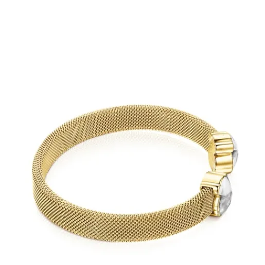 Pulsera de acero IP dorado y howlita Mesh Color^TOUS Sale