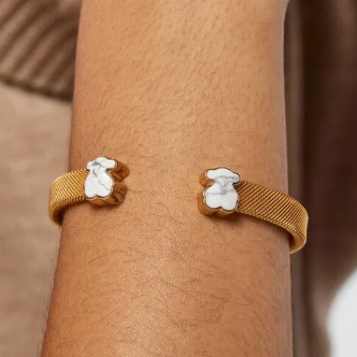Pulsera de acero IP dorado y howlita Mesh Color^TOUS Sale