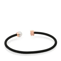 Pulsera de acero IP negro con baño de oro rosa 18 kt sobre plata y perla cultivada de 6,5mm Icon Mesh^TOUS Discount