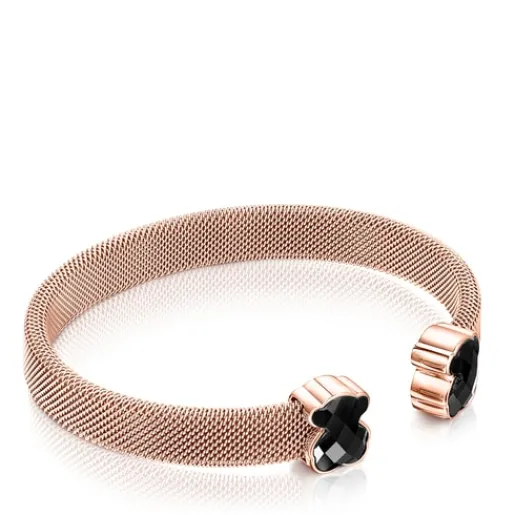 Pulsera de acero IP rosado y ónix Mesh Color^TOUS Sale