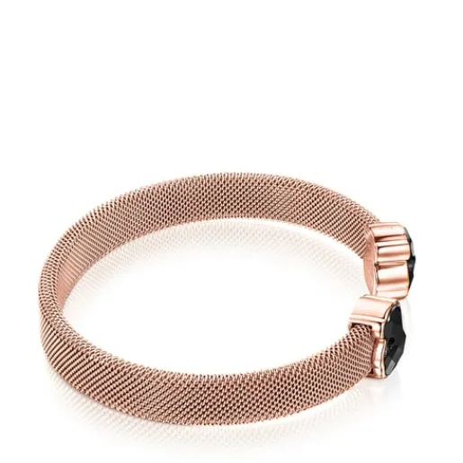 Pulsera de acero IP rosado y ónix Mesh Color^TOUS Sale