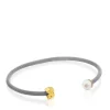Pulsera de acero y oro con perla cultivada motivo oso  Icon Mesh^TOUS Best