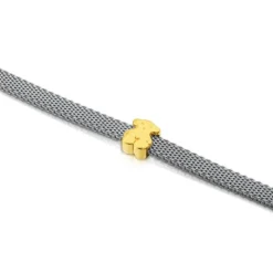 Pulsera de acero y oro motivo oso 0,6cm Icon Mesh^TOUS