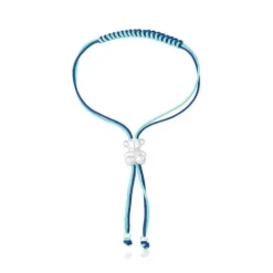 Pulsera de cordón turquesa y azul marino con oso de plata Bold Bear^TOUS New