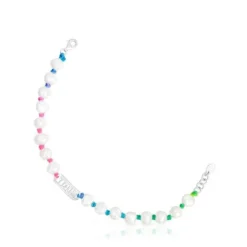 Pulsera de nylon multicolor, plata y perlas cultivadas Logo^TOUS New