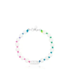 Pulsera de nylon multicolor, plata y perlas cultivadas Logo^TOUS New