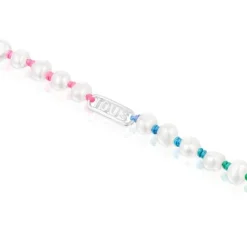 Pulsera de nylon multicolor, plata y perlas cultivadas Logo^TOUS New