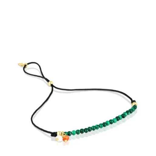 Pulsera de nylon negro con malaquitas Camille^TOUS New