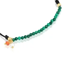 Pulsera de nylon negro con malaquitas Camille^TOUS New