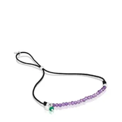 Pulsera de nylon negro con amatistas Camille^TOUS Discount