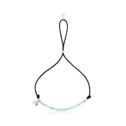 Pulsera de nylon negro con amazonitas Camille^TOUS New