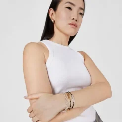 Pulsera de nylon negro con baño de oro 18 kt sobre plata Logo^TOUS