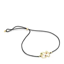 Pulsera de nylon, oso de oro y gemas Tsuri^TOUS Clearance