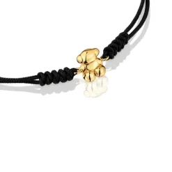 Pulsera de nylon y oso de oro en color negro Bold Bear^TOUS Discount