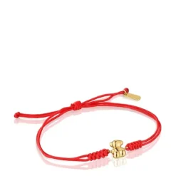 Pulsera de nylon y oso de oro en color rojo Bold Bear^TOUS Clearance