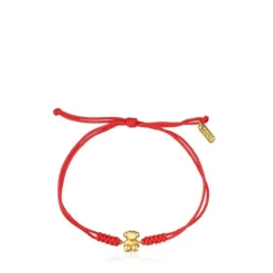 Pulsera de nylon y oso de oro en color rojo Bold Bear^TOUS Clearance