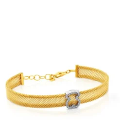 Pulsera de oro amarillo y blanco con diamantes  0,14ct Icon Mesh^TOUS Online