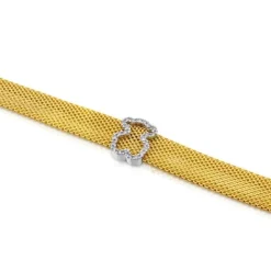 Pulsera de oro amarillo y blanco con diamantes  0,14ct Icon Mesh^TOUS Online