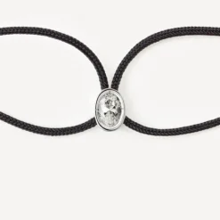 Pulsera de oro blanco con diamante y cordón negro ATELIER^TOUS New