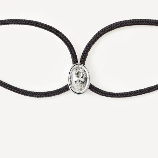 Pulsera de oro blanco con diamante y cordón negro ATELIER^TOUS New