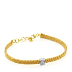 Pulsera de oro blanco con diamantes motivo oso 0,6cm Icon Mesh^TOUS New