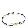 Pulsera de oro con diamantes y nylon negro MANIFESTO^TOUS Outlet