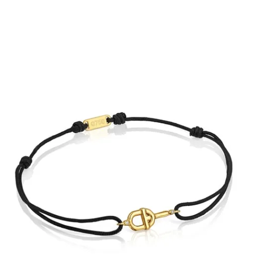 Pulsera de oro con diamantes y nylon negro MANIFESTO^TOUS Outlet