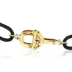 Pulsera de oro con diamantes y nylon negro MANIFESTO^TOUS Outlet