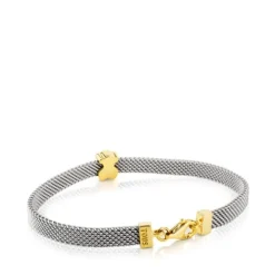 Pulsera de oro y acero motivo oso de 0,5cm Mesh^TOUS Hot