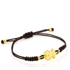 Pulsera de oro y cordón marrón Sweet Dolls^TOUS Best