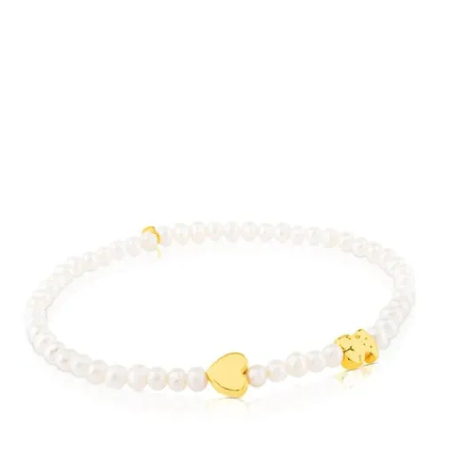 Pulsera de oro y perlas cultivadas motivos oso y corazón Sweet Dolls XXS^TOUS Online