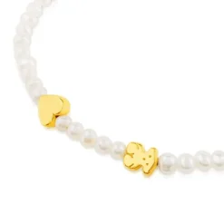 Pulsera de oro y perlas cultivadas motivos oso y corazón Sweet Dolls XXS^TOUS Online