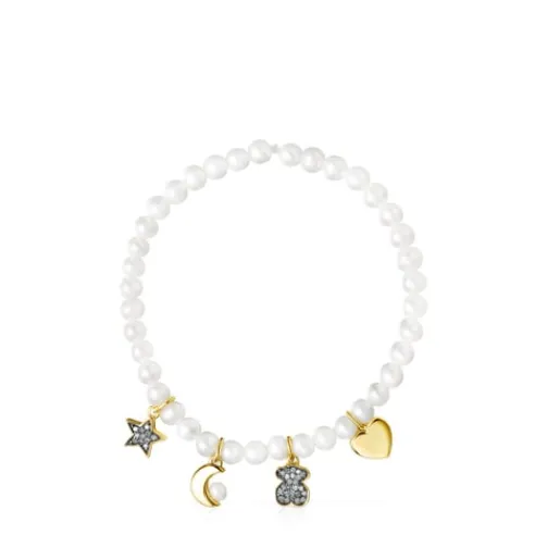 Pulsera de perlas, con baño de oro 18 kt sobre plata y diamantes Nocturne^TOUS Online