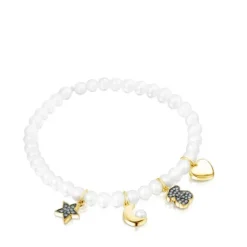 Pulsera de perlas, con baño de oro 18 kt sobre plata y diamantes Nocturne^TOUS Online