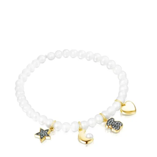 Pulsera de perlas, con baño de oro 18 kt sobre plata y diamantes Nocturne^TOUS Online